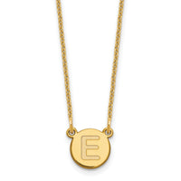 14KY Tiny Circle Block Letter E Initial Necklace-XNA722Y/E