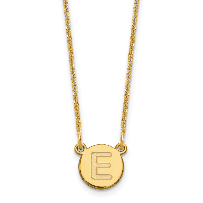 14KY Tiny Circle Block Letter E Initial Necklace-XNA722Y/E