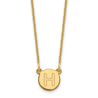 14KY Tiny Circle Block Letter H Initial Necklace-XNA722Y/H