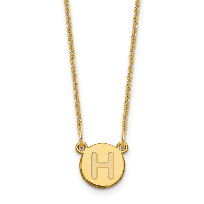 14KY Tiny Circle Block Letter H Initial Necklace-XNA722Y/H