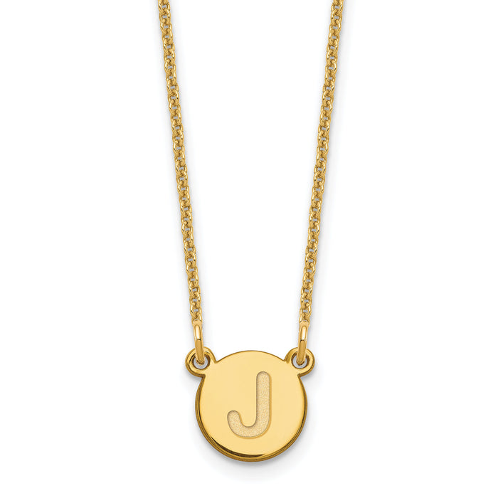 14KY Tiny Circle Block Letter J Initial Necklace-XNA722Y/J
