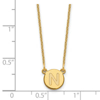 14KY Tiny Circle Block Letter N Initial Necklace-XNA722Y/N
