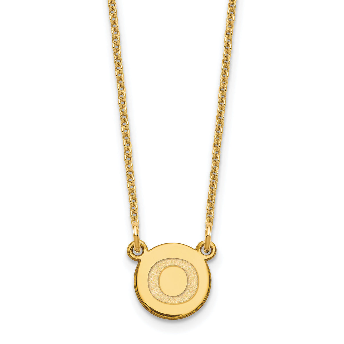 14KY Tiny Circle Block Letter O Initial Necklace-XNA722Y/O