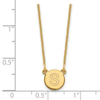 14KY Tiny Circle Block Letter S Initial Necklace-XNA722Y/S