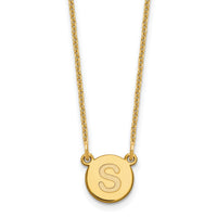 14KY Tiny Circle Block Letter S Initial Necklace-XNA722Y/S