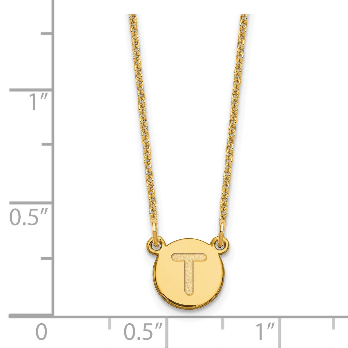 14KY Tiny Circle Block Letter T Initial Necklace-XNA722Y/T