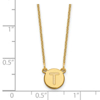 14KY Tiny Circle Block Letter T Initial Necklace-XNA722Y/T