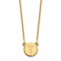 14KY Tiny Circle Block Letter T Initial Necklace-XNA722Y/T