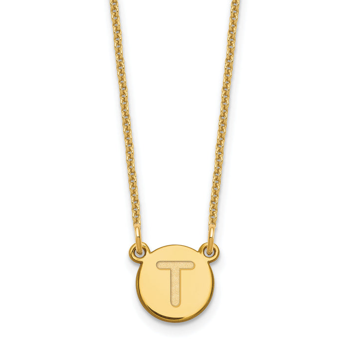 14KY Tiny Circle Block Letter T Initial Necklace-XNA722Y/T