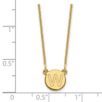 14KY Tiny Circle Block Letter W Initial Necklace-XNA722Y/W