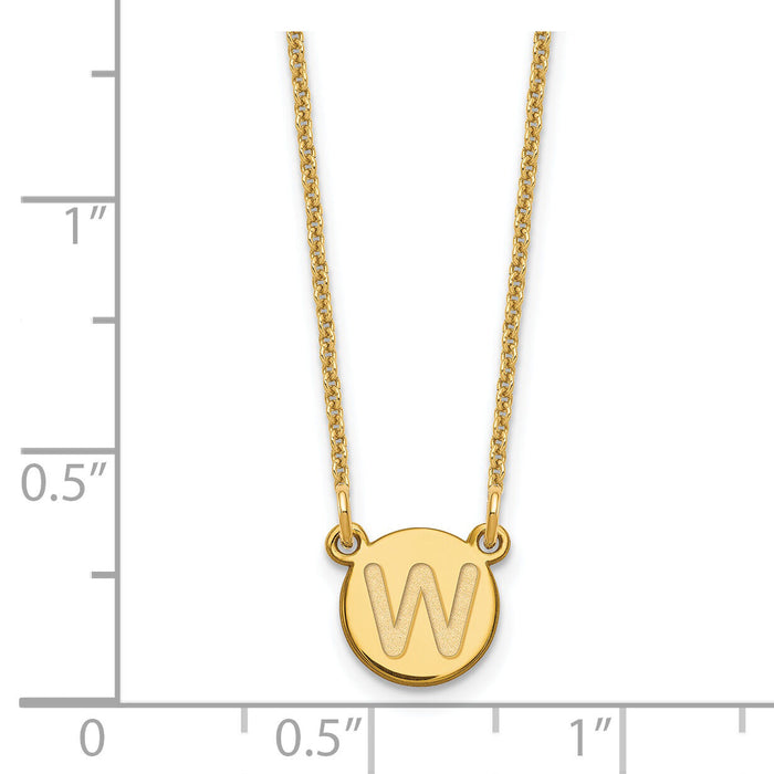 14KY Tiny Circle Block Letter W Initial Necklace-XNA722Y/W