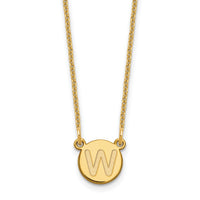 14KY Tiny Circle Block Letter W Initial Necklace-XNA722Y/W