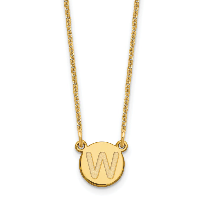 14KY Tiny Circle Block Letter W Initial Necklace-XNA722Y/W