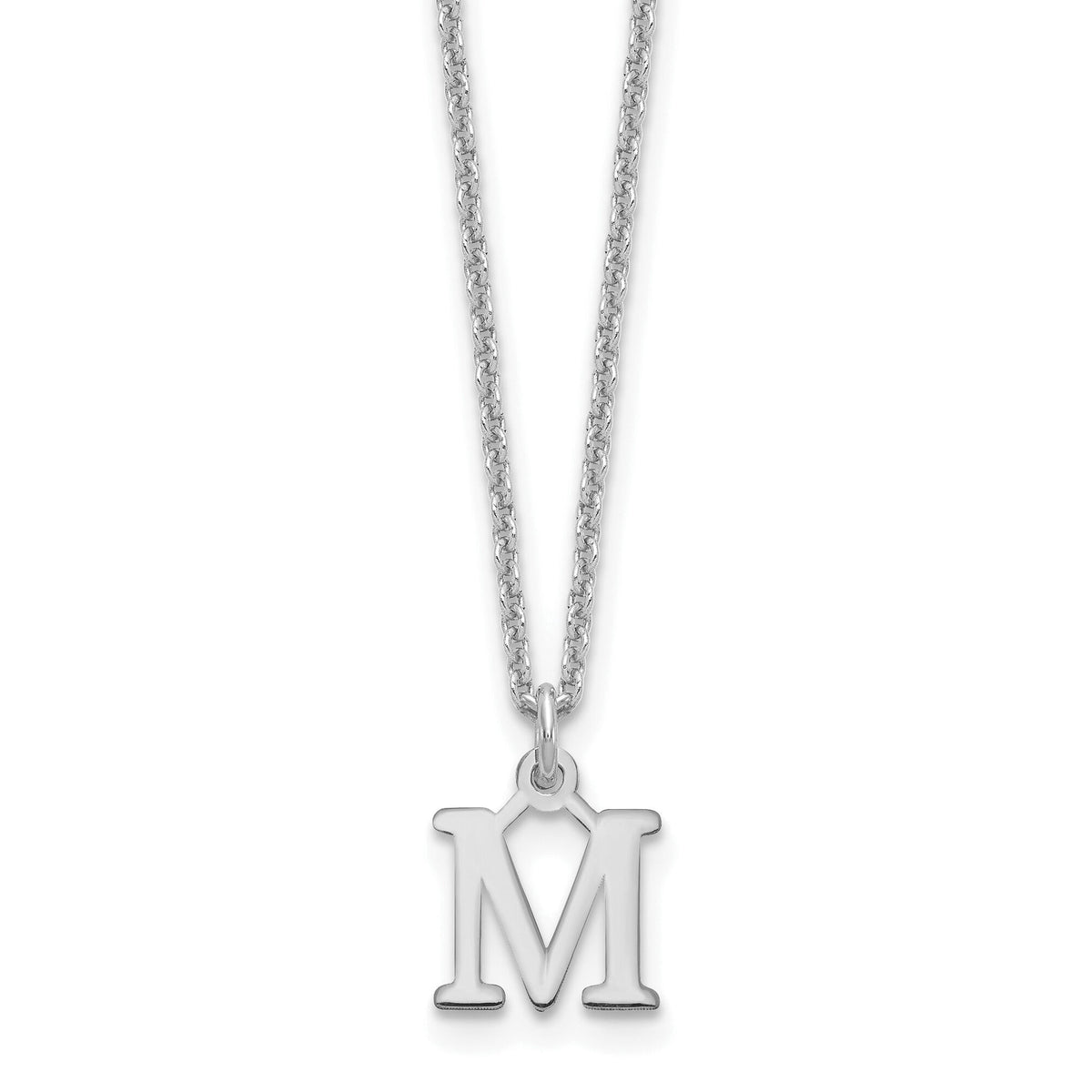 14KW Cutout Letter M Initial Necklace-XNA727W/M