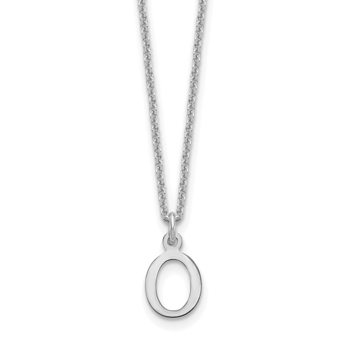 14KW Cutout Letter O Initial Necklace-XNA727W/O