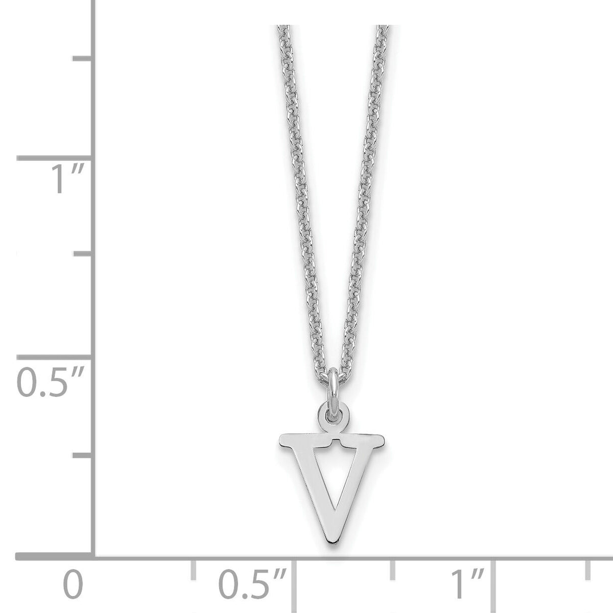 14KW Cutout Letter V Initial Necklace-XNA727W/V