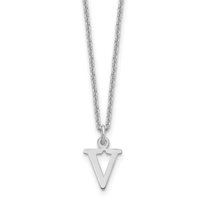 14KW Cutout Letter V Initial Necklace-XNA727W/V
