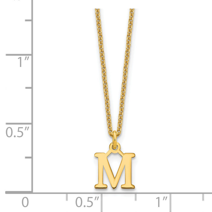14KY Cutout Letter M Initial Necklace-XNA727Y/M
