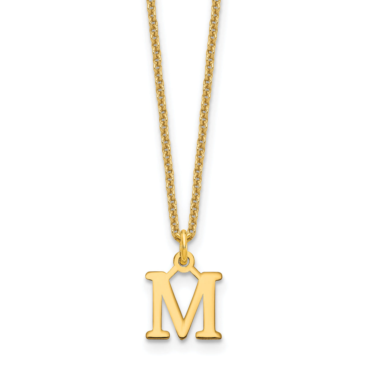 14KY Cutout Letter M Initial Necklace-XNA727Y/M
