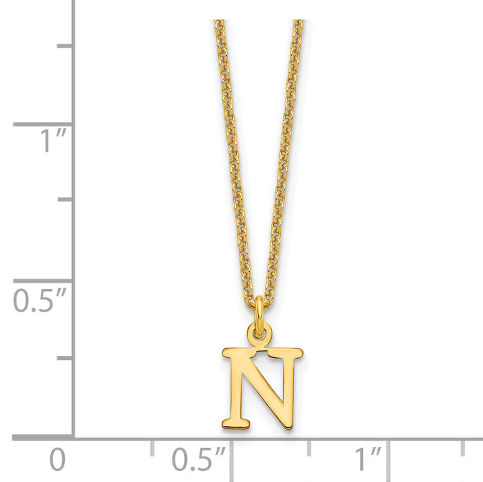 14KY Cutout Letter N Initial Necklace-XNA727Y/N