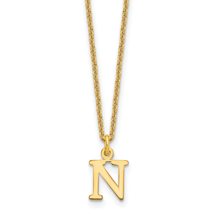 14KY Cutout Letter N Initial Necklace-XNA727Y/N
