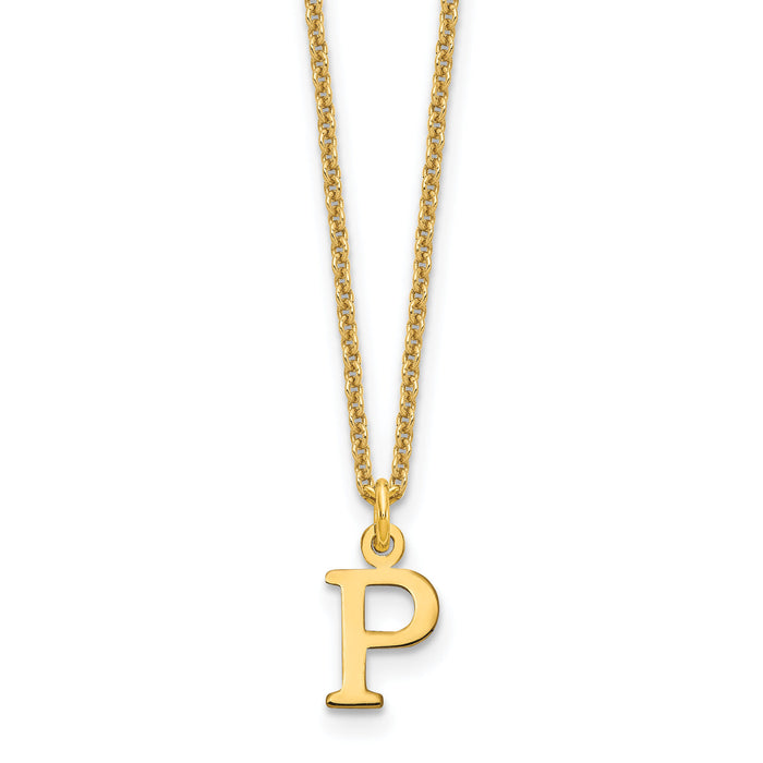 14KY Cutout Letter P Initial Necklace-XNA727Y/P