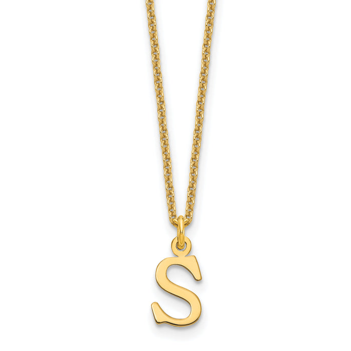 14KY Cutout Letter S Initial Necklace-XNA727Y/S