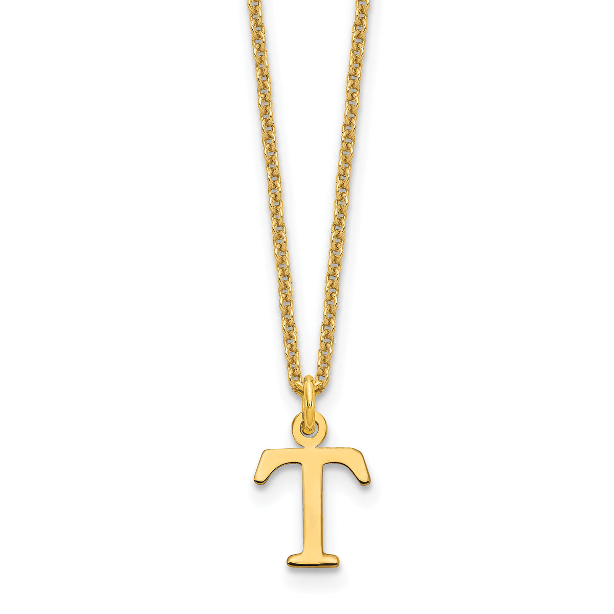 14KY Cutout Letter T Initial Necklace-XNA727Y/T