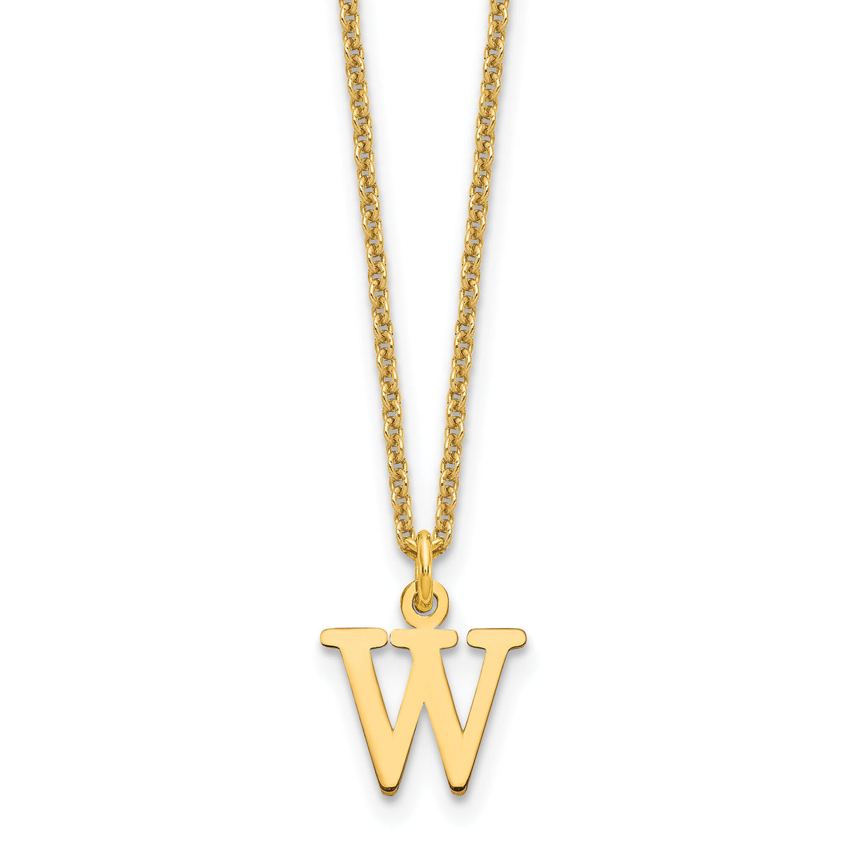 14KY Cutout Letter W Initial Necklace-XNA727Y/W