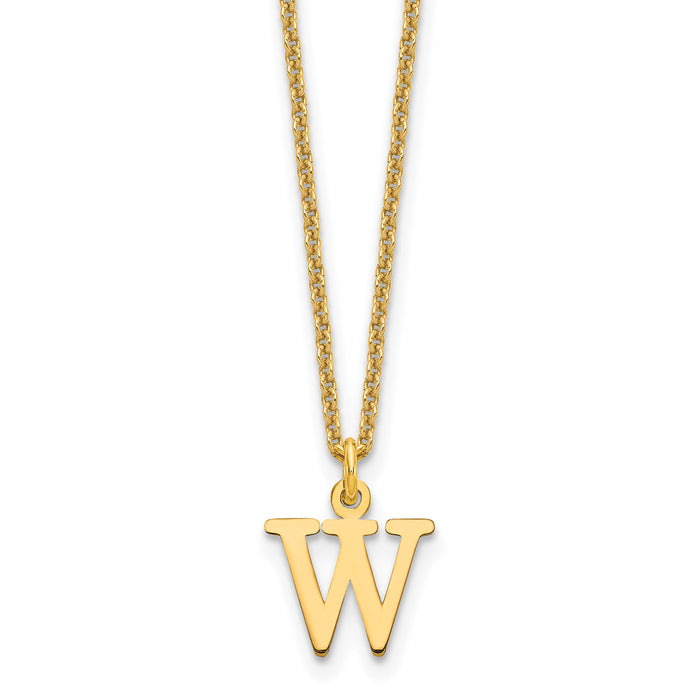 14KY Cutout Letter W Initial Necklace-XNA727Y/W