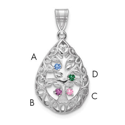 14KW 4 Birthstone Tree of Life Tear Drop Pendant-XNA908/4W