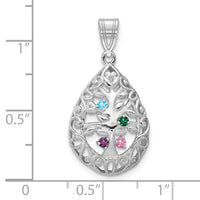 14KW 4 Birthstone Tree of Life Tear Drop Pendant-XNA908/4W
