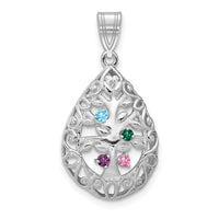14KW 4 Birthstone Tree of Life Tear Drop Pendant-XNA908/4W