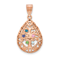14K rose Gold 5 Birthstone Tree of Life Tear Drop Pendant-XNA908/5R