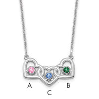 14KW 3 Hearts 3 Birthstones w/ 18k Rhodium Plated Bezels Necklace-XNA975/3W
