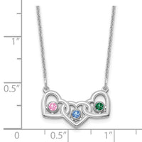 14KW 3 Hearts 3 Birthstones w/ 18k Rhodium Plated Bezels Necklace-XNA975/3W