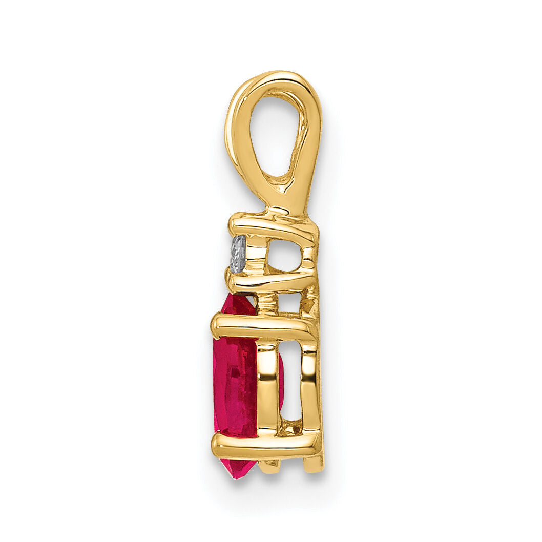 14k 6x4mm Oval Ruby AA Diamond pendant-XP1002R/AA