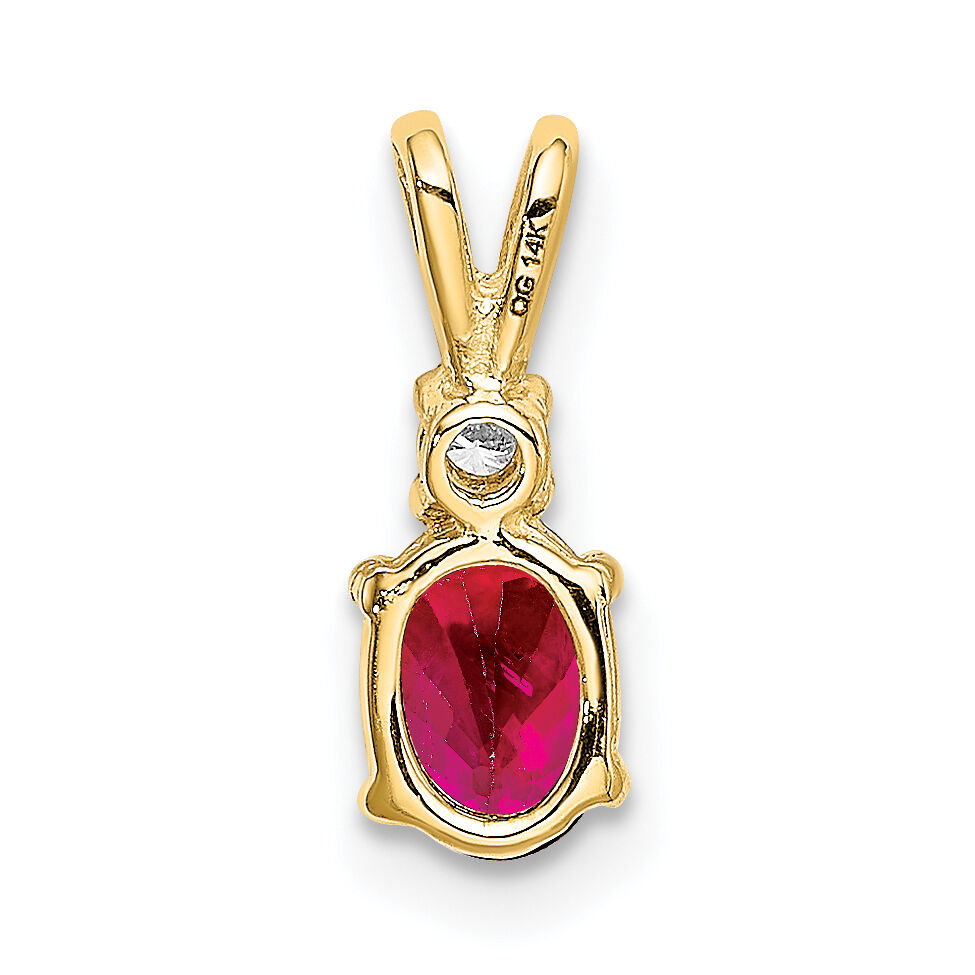 14k 6x4mm Oval Ruby AA Diamond pendant-XP1002R/AA