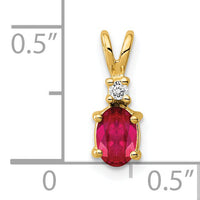 14k 6x4mm Oval Ruby AA Diamond pendant-XP1002R/AA