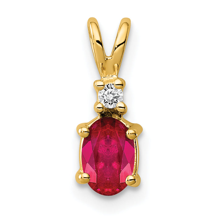 14k 6x4mm Oval Ruby AA Diamond pendant-XP1002R/AA