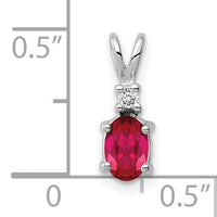 14k White Gold 6x4mm Oval Ruby AA Diamond pendant-XP1003R/AA