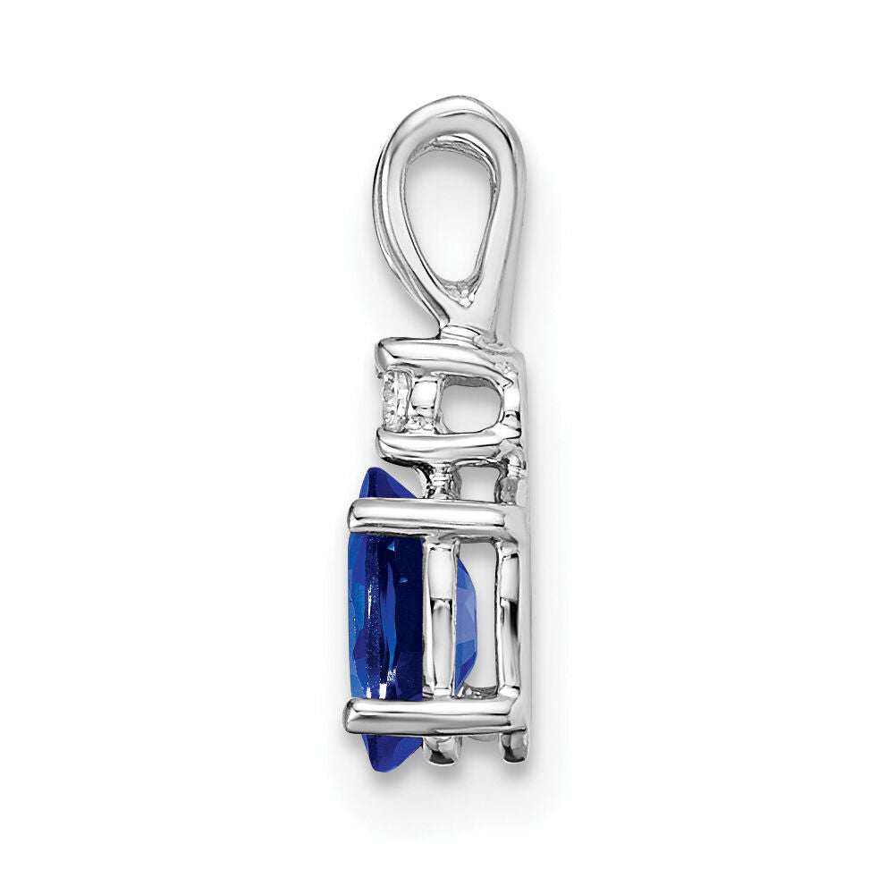 14k White Gold 6x4mm Oval Sapphire AA Diamond pendant-XP1003S/AA