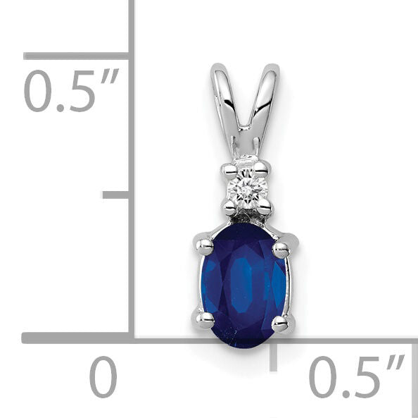 14k White Gold 6x4mm Oval Sapphire AA Diamond pendant-XP1003S/AA