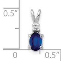 14k White Gold 6x4mm Oval Sapphire AA Diamond pendant-XP1003S/AA
