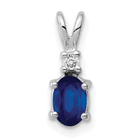 14k White Gold 6x4mm Oval Sapphire AA Diamond pendant-XP1003S/AA