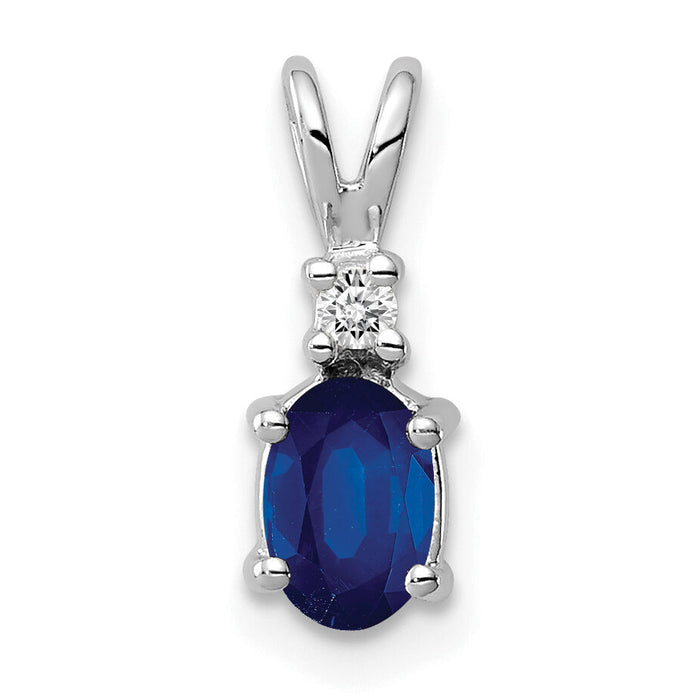 14k White Gold 6x4mm Oval Sapphire AA Diamond pendant-XP1003S/AA