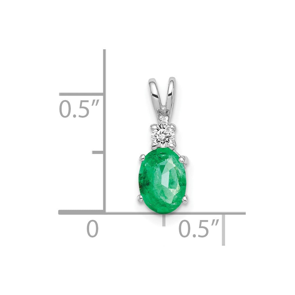 14k White Gold 7x5mm Oval Emerald AAA Diamond pendant-XP1005E/AAA