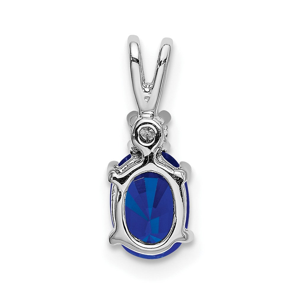 14k White Gold 7x5mm Oval Sapphire AA Diamond pendant-XP1005S/AA