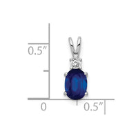14k White Gold 7x5mm Oval Sapphire A Diamond pendant-XP1005S/A