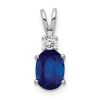 14k White Gold 7x5mm Oval Sapphire VS Diamond pendant-XP1005S/VS